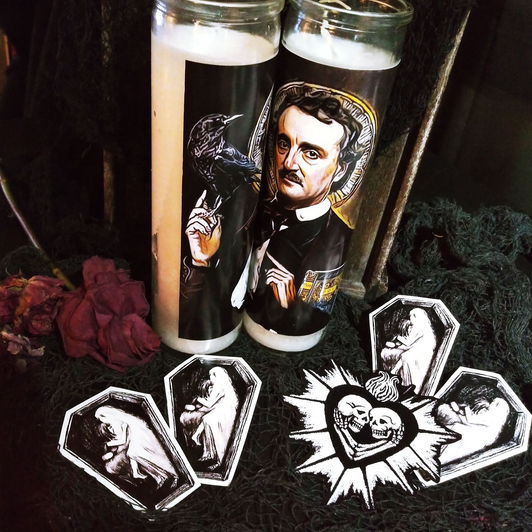 St Edgar Allan Poe of the Dark Poets - 7-Day glass Jar Prayer Candle